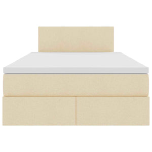 vidaXL Storage Bed with LED and Mattress Cream 120 x 200 cm Fabric