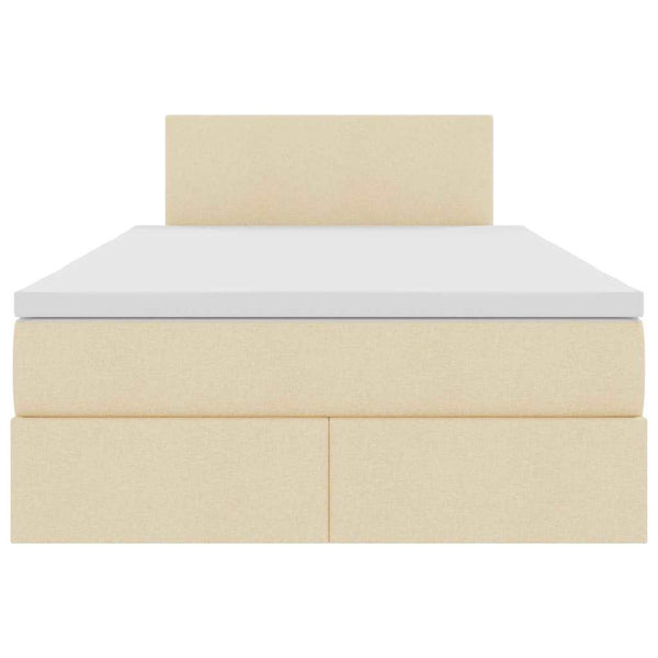 vidaXL Storage Bed with LED and Mattress Cream 120 x 200 cm Fabric