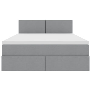 vidaXL Fabric Bed with Storage and LED Light Grey 140 x 190 cm