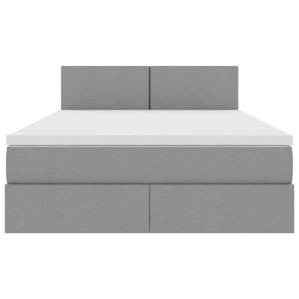 vidaXL Fabric Bed with Storage and LED Light Grey 140 x 190 cm