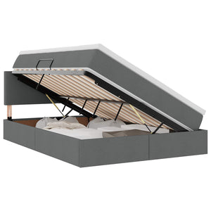vidaXL Storage Bed with LED Dark Grey 140 x 190 cm Fabric