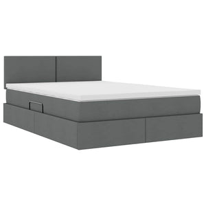 vidaXL Storage Bed with LED Dark Grey 140 x 190 cm Fabric