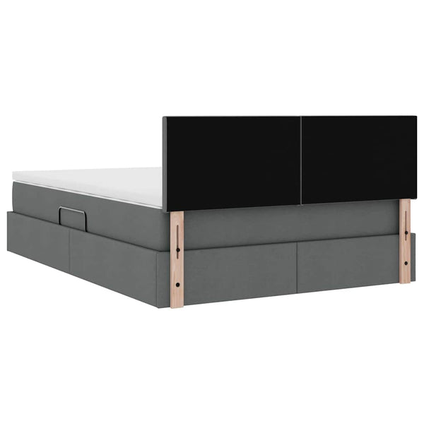 vidaXL Storage Bed with LED Dark Grey 140 x 190 cm Fabric