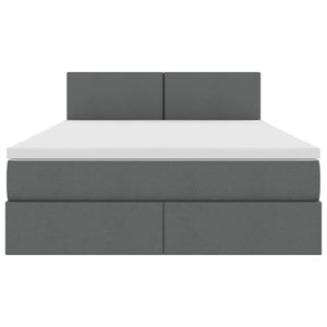 vidaXL Storage Bed with LED Dark Grey 140 x 190 cm Fabric