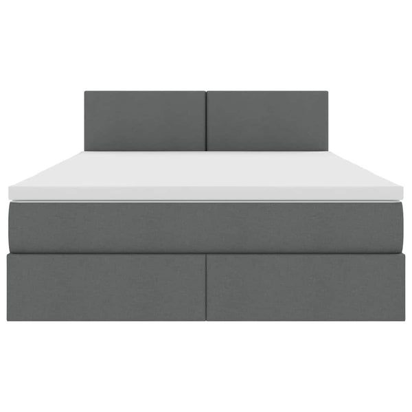 vidaXL Storage Bed with LED Dark Grey 140 x 190 cm Fabric