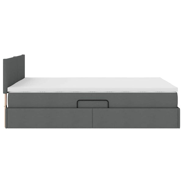 vidaXL Storage Bed with LED Dark Grey 140 x 190 cm Fabric
