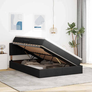vidaXL Storage Bed with LED Black 140 x 190 cm Fabric