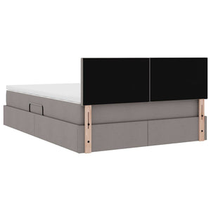 vidaXL LED Storage Bed with Mattress Taupe 140 x 190 cm Fabric