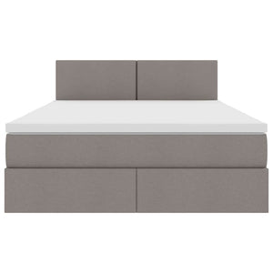 vidaXL LED Storage Bed with Mattress Taupe 140 x 190 cm Fabric