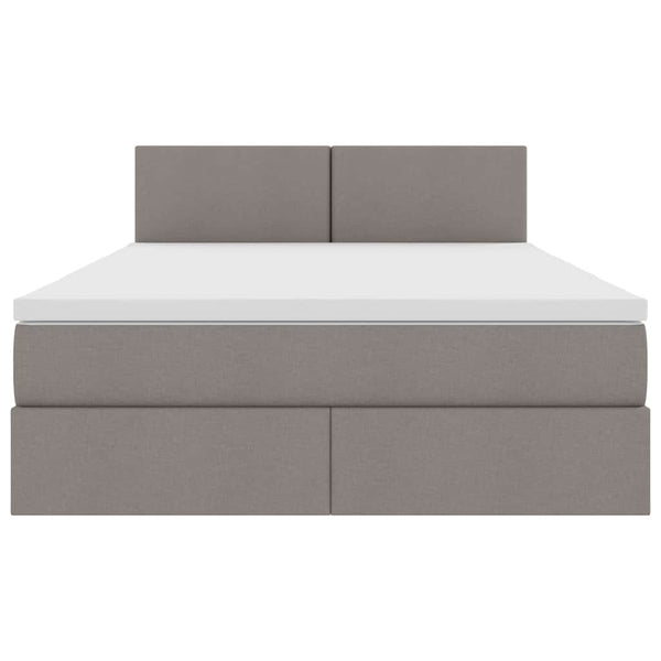 vidaXL LED Storage Bed with Mattress Taupe 140 x 190 cm Fabric