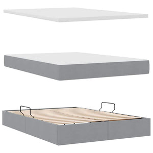 vidaXL Bed with Storage and LED Light Gray 140 x 200 cm Fabric