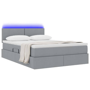 vidaXL Bed with Storage and LED Light Gray 140 x 200 cm Fabric