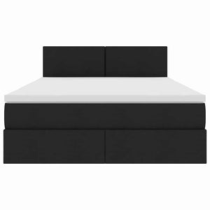 vidaXL Storage Bed with LED Black 140 x 200 cm Fabric