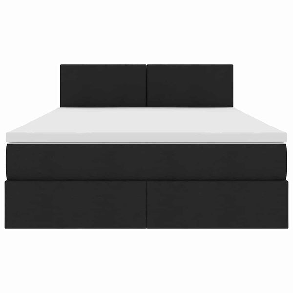 vidaXL Storage Bed with LED Black 140 x 200 cm Fabric