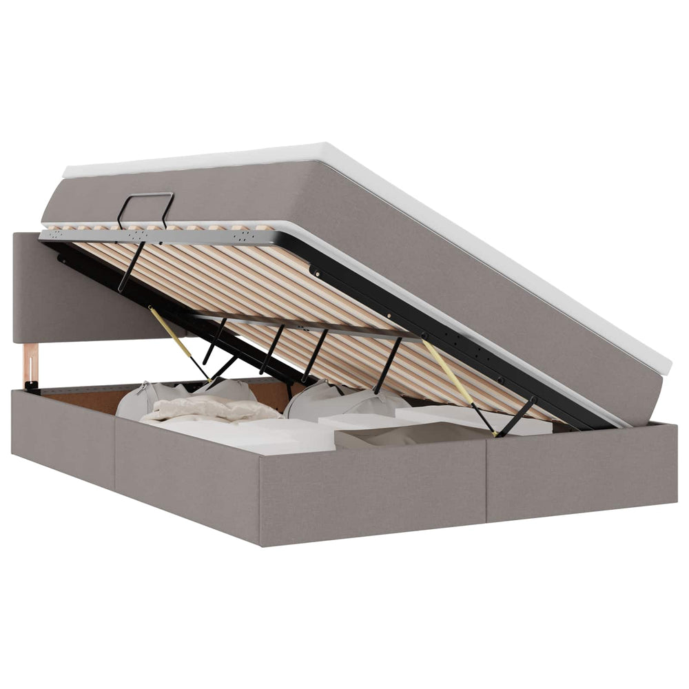 vidaXL Bed with Storage and LED with Mattress Taupe 140 x 200 cm Fabric