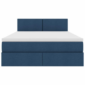 vidaXL Storage Bed with LED and Mattress Blue 140 x 200 cm Fabric