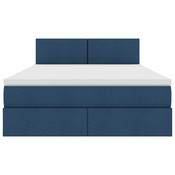 vidaXL Storage Bed with LED and Mattress Blue 140 x 200 cm Fabric