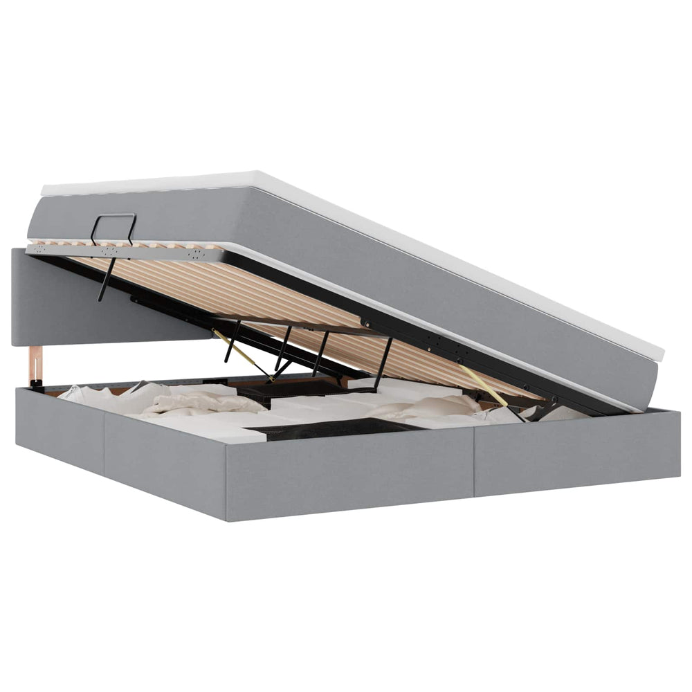 Bett mit Stauraum & LED Hellgrau 160x200 cm