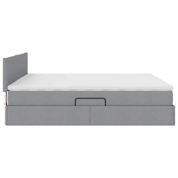 Bett mit Stauraum & LED Hellgrau 160x200 cm