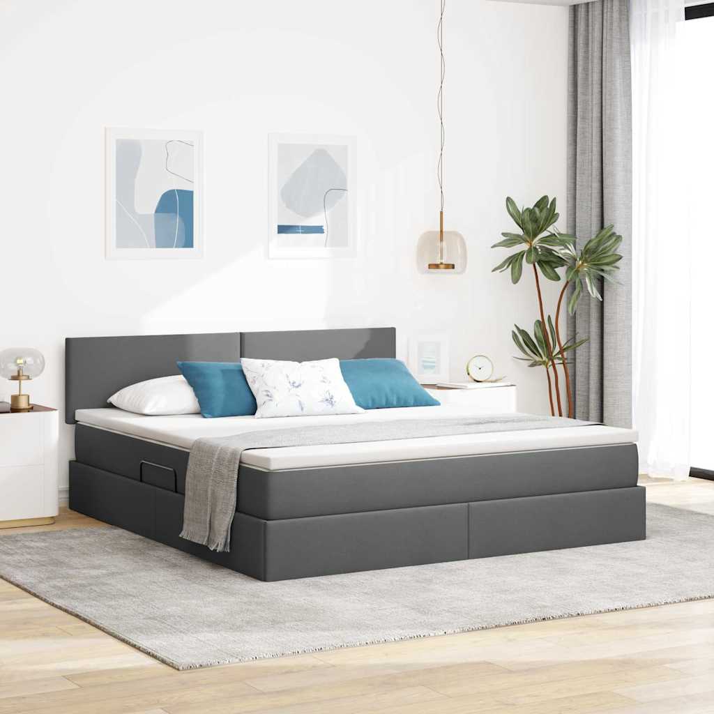 Stauraumbett mit LED Dunkelgrau 160x200 cm