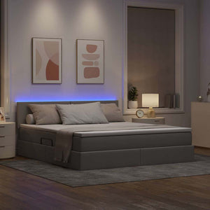 Bett mit Stauraum LED & Matratze Taupe 160x200 cm