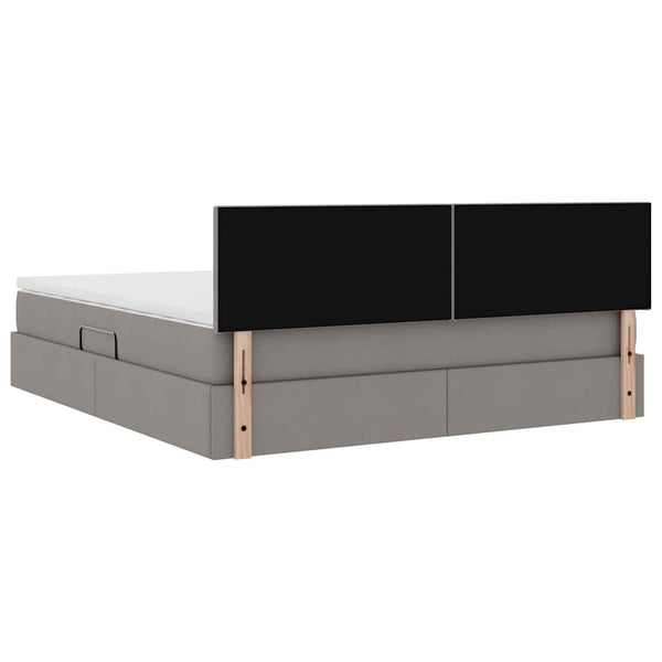 Bett mit Stauraum LED & Matratze Taupe 160x200 cm