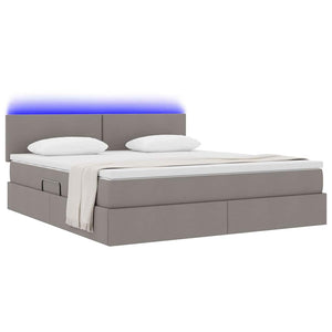 Bett mit Stauraum LED & Matratze Taupe 160x200 cm