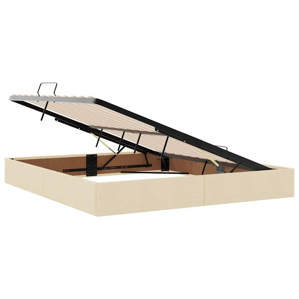Bett mit Stauraum, LED & Matratze Creme 160x200 cm