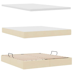 Bett mit Stauraum, LED & Matratze Creme 160x200 cm