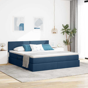 Bett mit Stauraum & LED Blau 160x200 cm