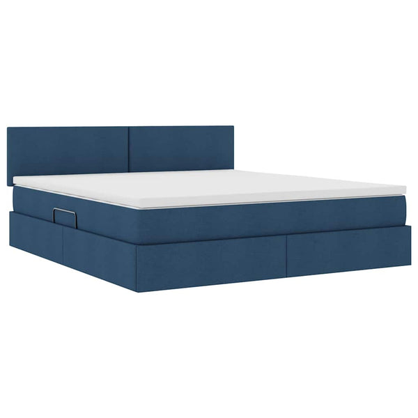 Bett mit Stauraum & LED Blau 160x200 cm