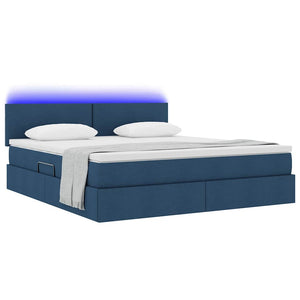 Bett mit Stauraum & LED Blau 160x200 cm