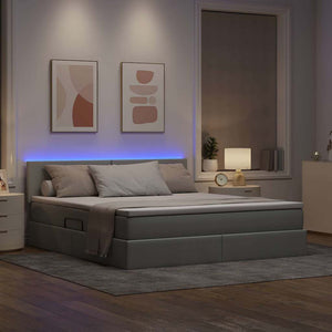 Stauraumbett mit LED Hellgrau 180x200 cm