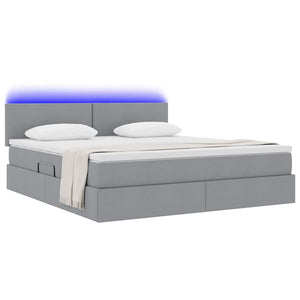 Stauraumbett mit LED Hellgrau 180x200 cm
