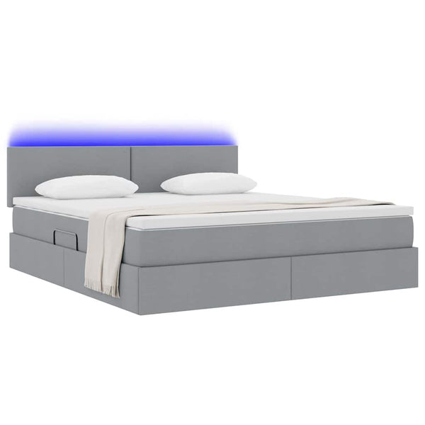 Stauraumbett mit LED Hellgrau 180x200 cm