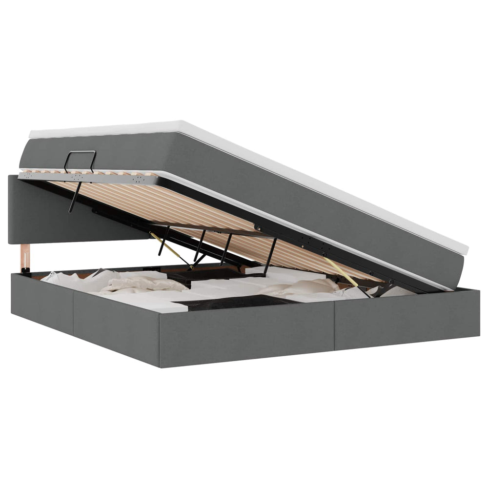 Bett mit Stauraum LED Dunkelgrau 180x200 cm