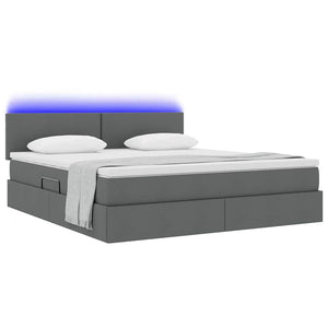 Bett mit Stauraum LED Dunkelgrau 180x200 cm