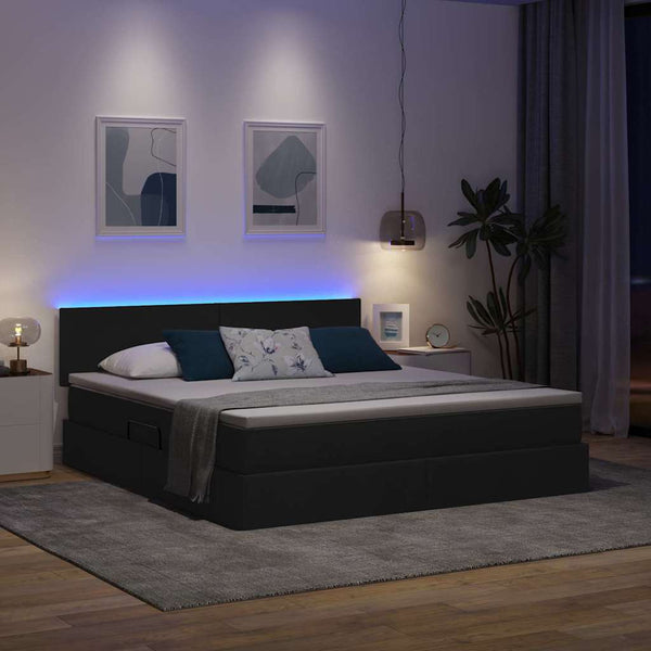 Bett mit Stauraum und LED Schwarz 180x200 cm
