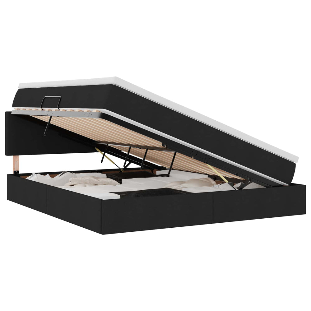 Bett mit Stauraum und LED Schwarz 180x200 cm