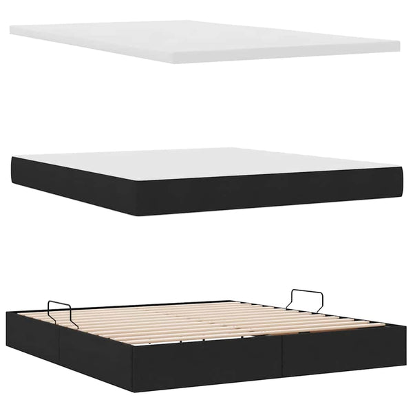 Bett mit Stauraum und LED Schwarz 180x200 cm