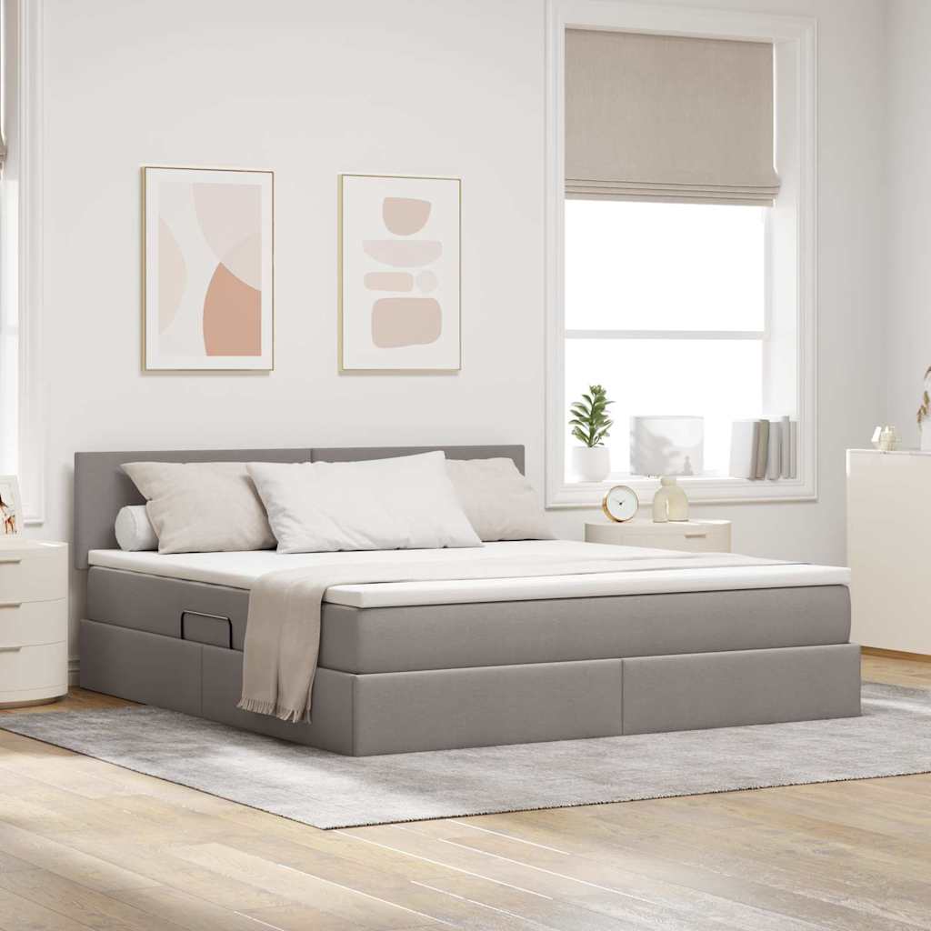 Bett mit Stauraum, LED & Matratze Taupe 180x200 cm
