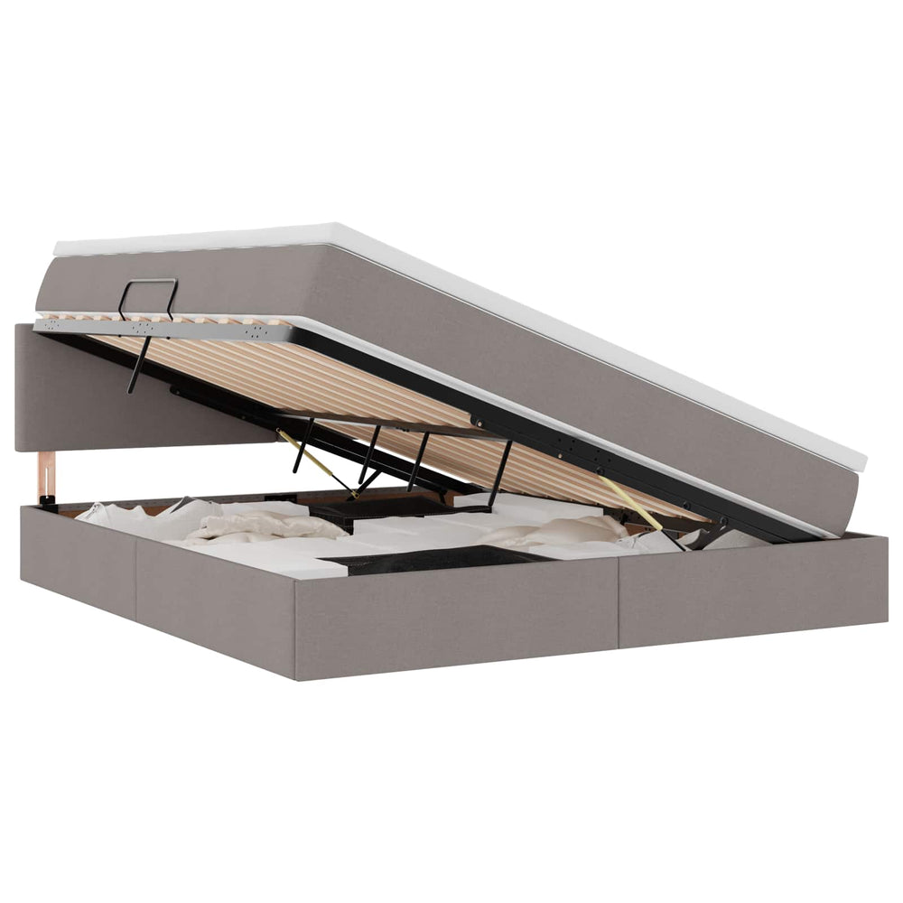 Bett mit Stauraum, LED & Matratze Taupe 180x200 cm