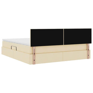 Bett mit Stauraum, LED & Matratze Creme 180x200 cm