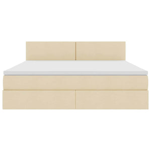 Bett mit Stauraum, LED & Matratze Creme 180x200 cm