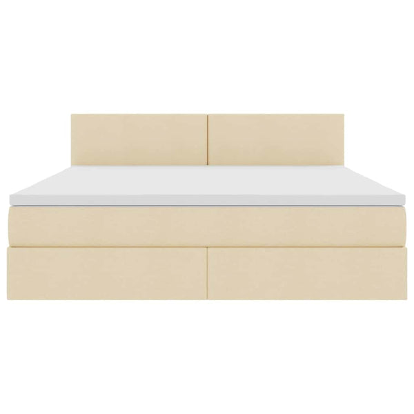 Bett mit Stauraum, LED & Matratze Creme 180x200 cm