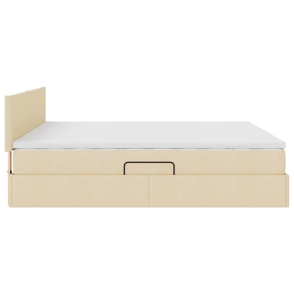 Bett mit Stauraum, LED & Matratze Creme 180x200 cm