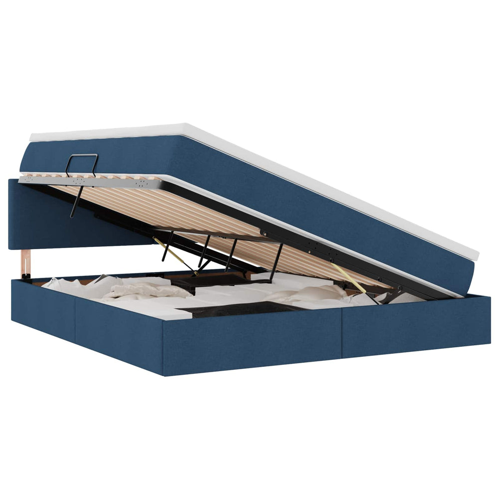 Bett mit Stauraum, LED & Matratze Blau 180x200 cm