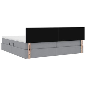 Bett mit Stauraum & LED Hellgrau 200x200 cm