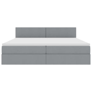 Bett mit Stauraum & LED Hellgrau 200x200 cm