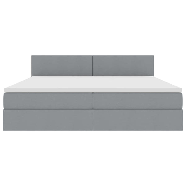 Bett mit Stauraum & LED Hellgrau 200x200 cm
